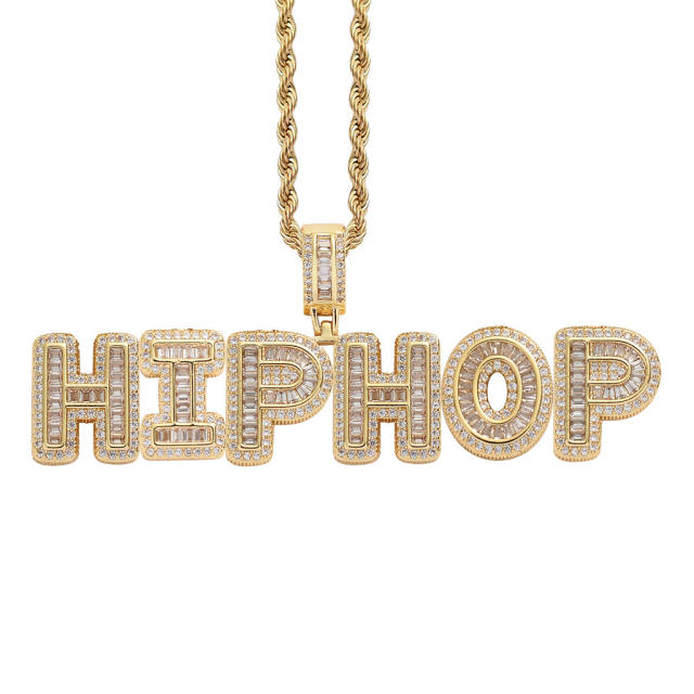 Hiphop cubic zircon letter custom necklace