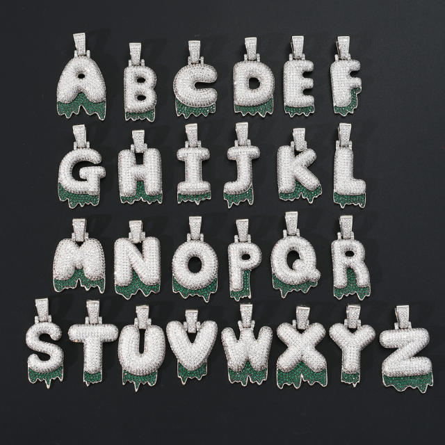 HIPHOP two color cubic zircon letter custom necklace