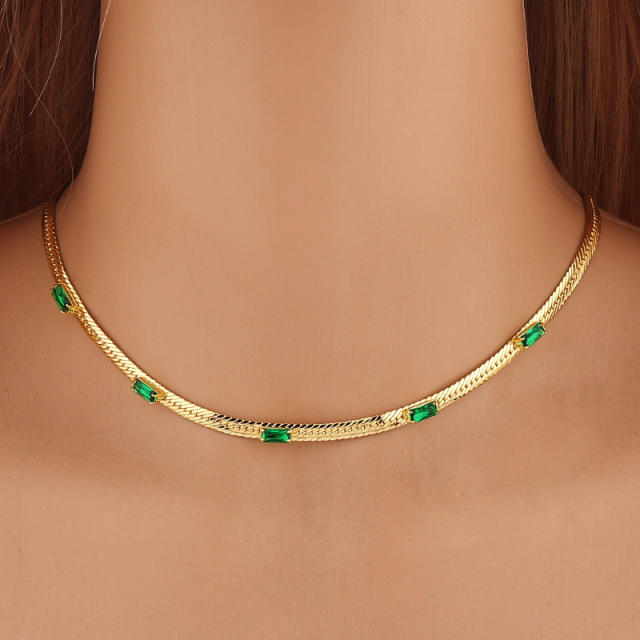 Elegant emerald statement copper necklace