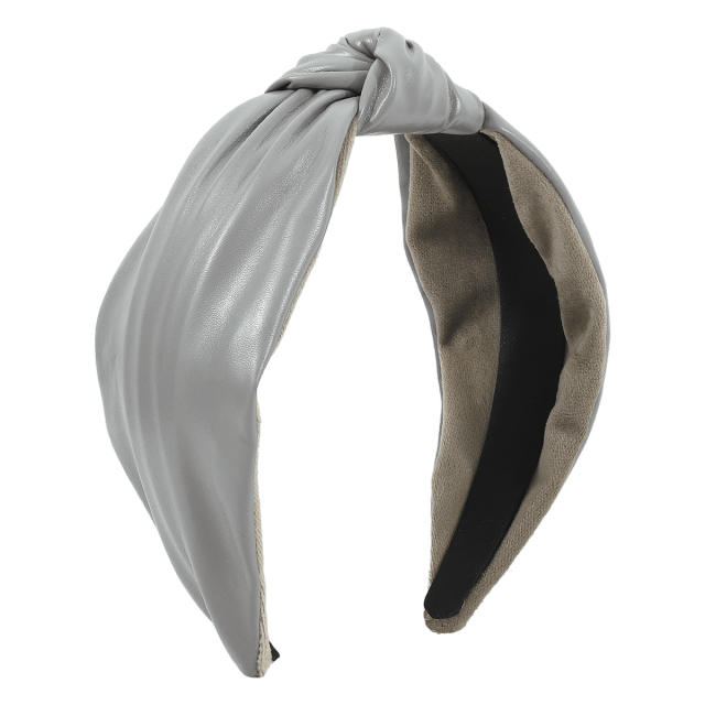 Personality PU leather knotted headband