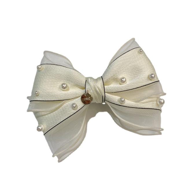 Elegant organza bow french barrette hair clips