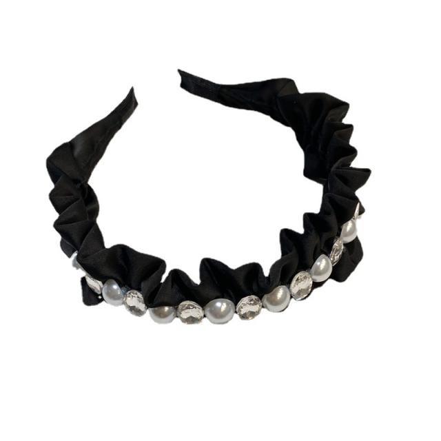 Eleagnt pearl glass crystal scrunchies headband