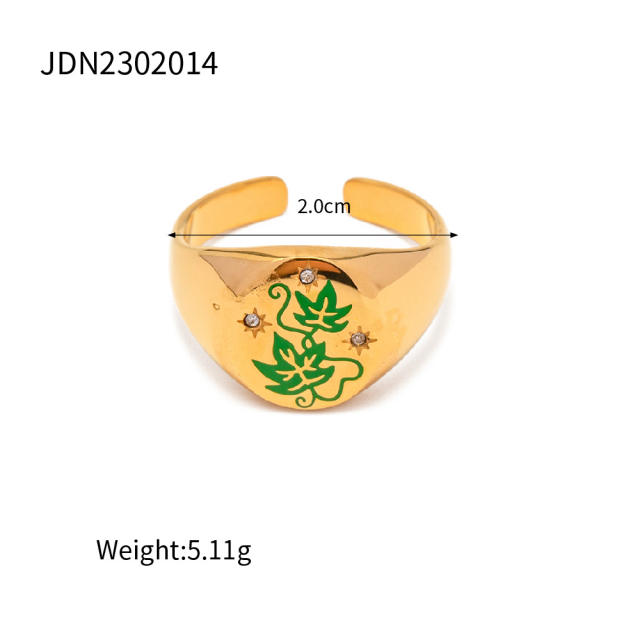 New design color enamel stainless steel signet rings