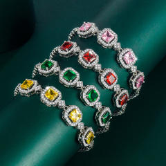 Luxury color cubic zircon statement copper bracelet