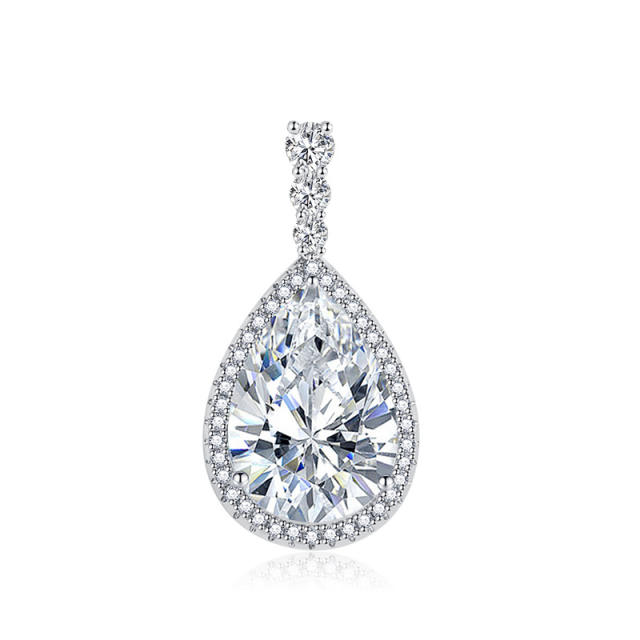 Classic pear cut color cubic zircon copper pendant