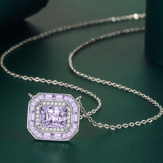 Luxury color cubic zircon copper choker necklace