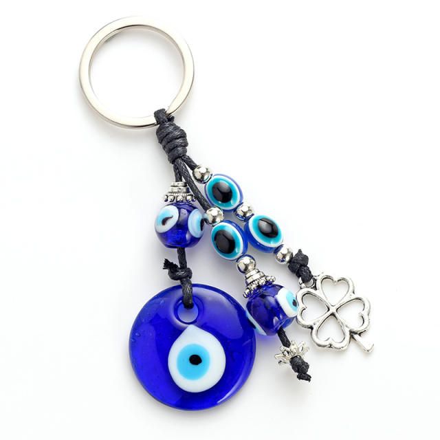 Boho blue evil eye keychain