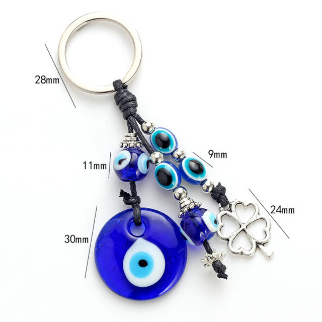 Boho blue evil eye keychain