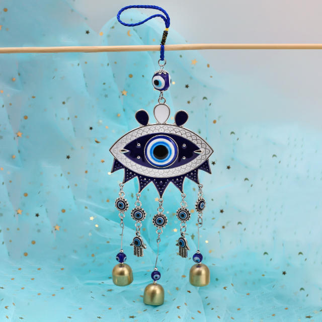 Blue eye evil eye bell tassel wall hanging