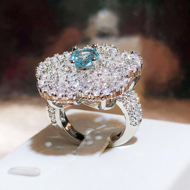 Luxury pave setting cubic zircon statement rings