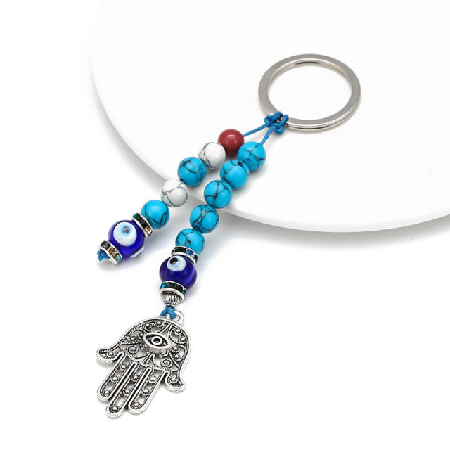 Vintage evil eye blue eye alloy keychain