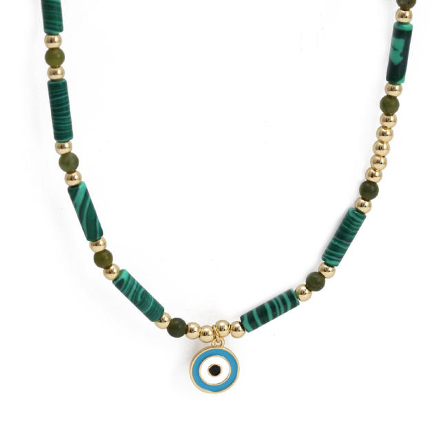 Boho colorful bead evil eye charm necklace