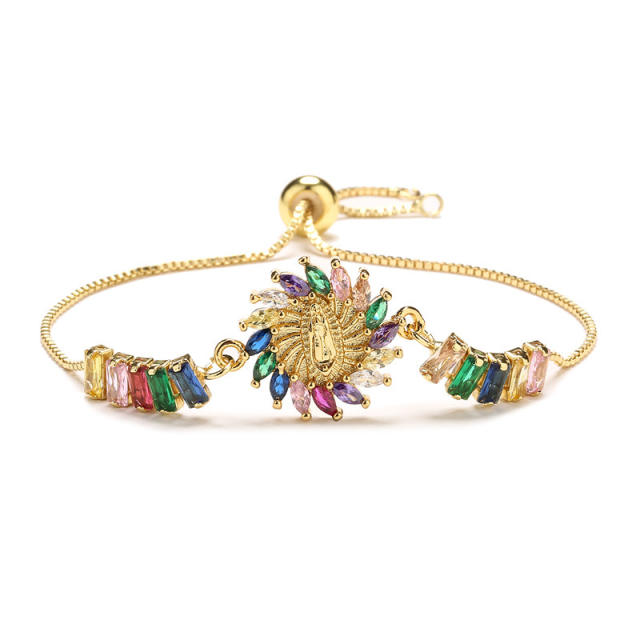 WISH rainbow cubic zircon sun virgin mary copper bracelet