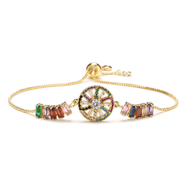 WISH rainbow cubic zircon sun virgin mary copper bracelet
