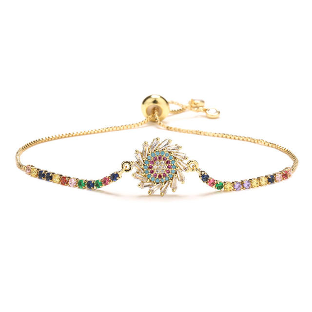 Delicate rainbow cubic zircon sun copper bracelet