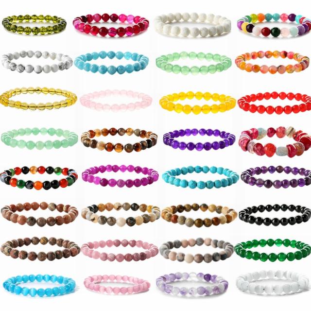 Hot sale easy match colorful natural stone bead bracelet