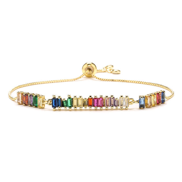 18K gold plated rainbow cubic zircon butterfly copper bracelet
