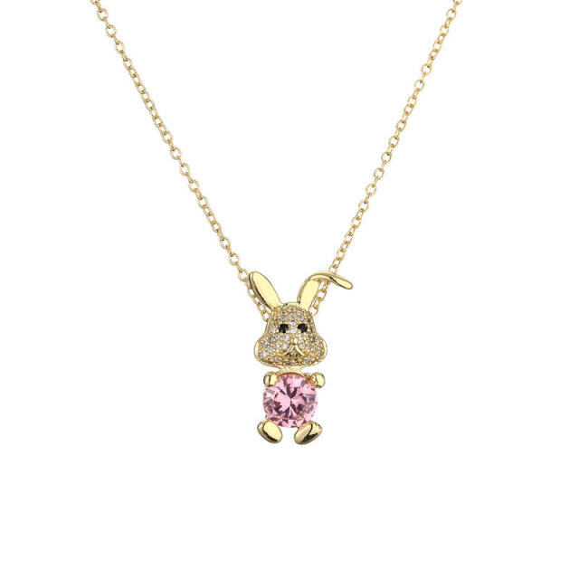 Fashionable cute rabbit pendant copper necklace