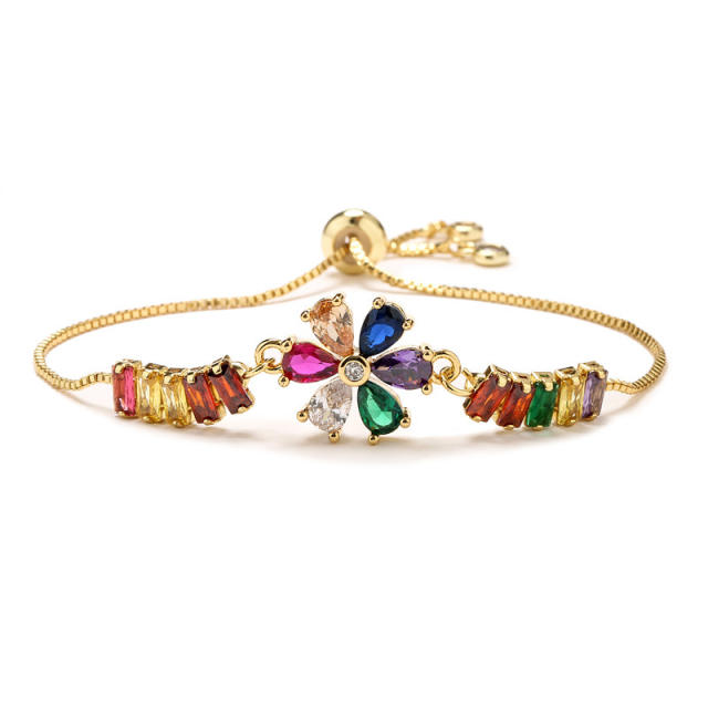 18K gold plated rainbow cubic zircon sun buttefly copper bracelet