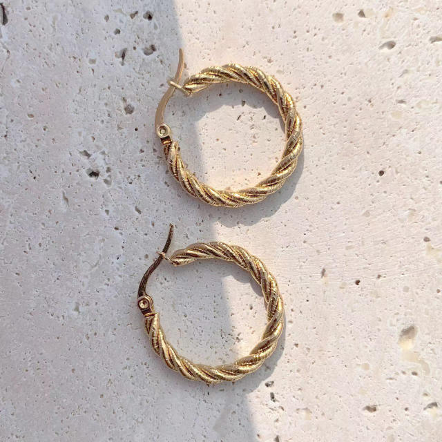 Easy match stainless steel gold hoop earrings