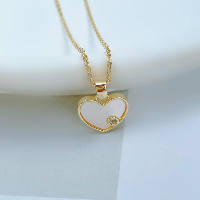 18K real gold plated heart letter pendant copper necklace