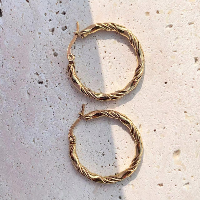 Easy match stainless steel gold hoop earrings