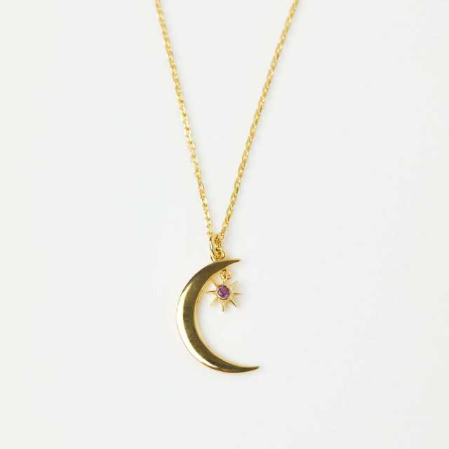 Dainty crescent moon birthstone dainty stainless steel necklace