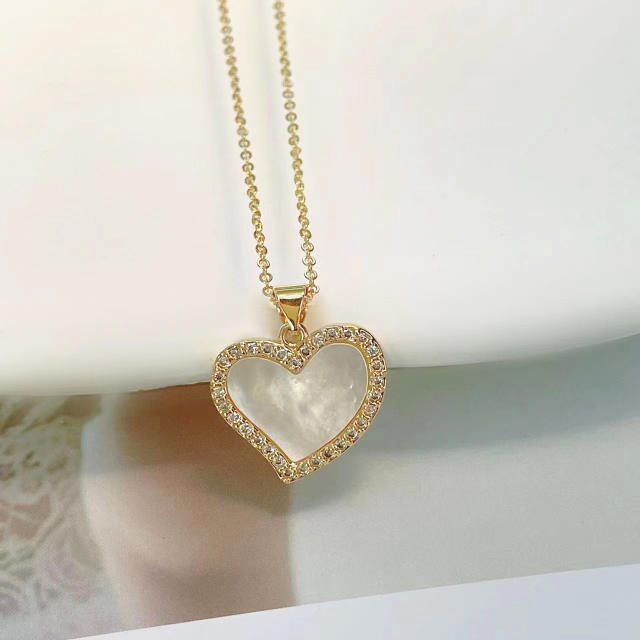 18K real gold plated heart letter pendant copper necklace