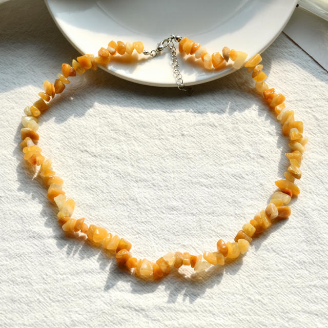 Summer beach design irregular shape crystal beads choker necklace