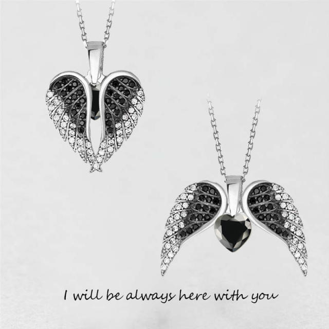 Fashionable colorful rhinestone heart shape locket engraved necklace