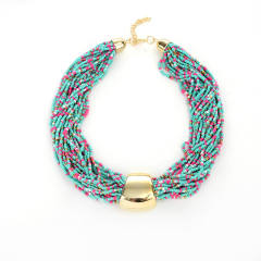 Boho colorful bead layer choker necklace