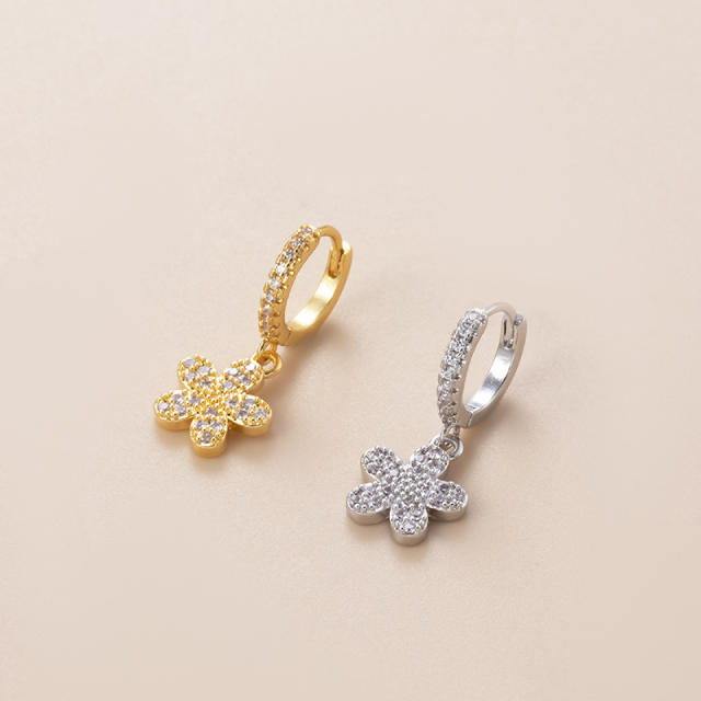 Butterfly drop cubic zircon huggie earrings(1pcs price)