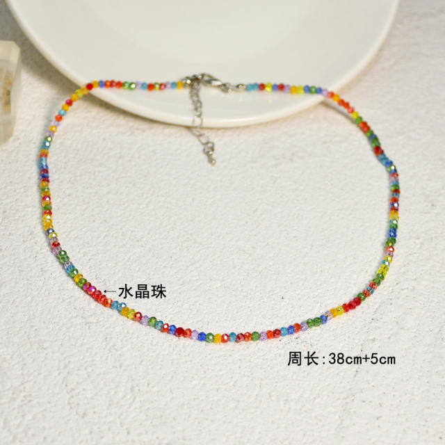 INS trend Y2K colorful crystal bead pearl choker necklace