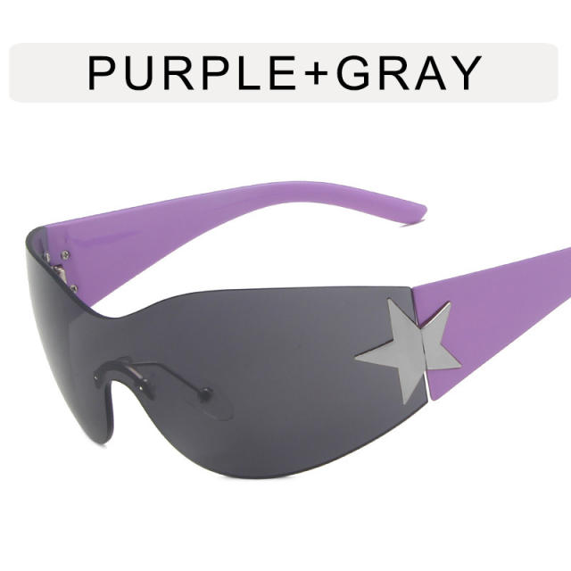 Y2K shiny star one piece rimless sunglasses