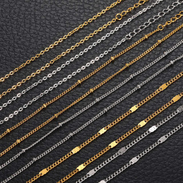 18K real gold plated basic stainless steel necklace chain