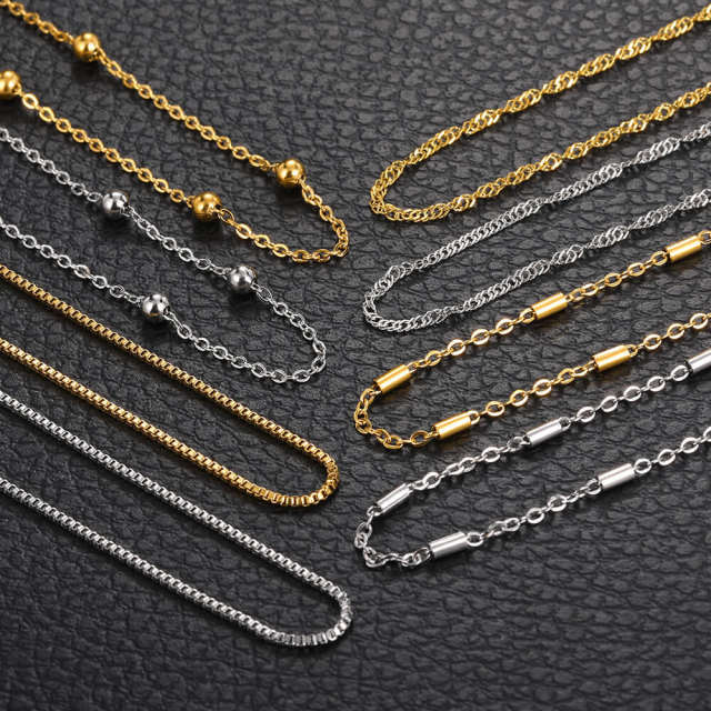 18K real gold plated basic stainless steel necklace chain