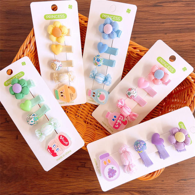 5pcs cute cartoon hair clips set for kids