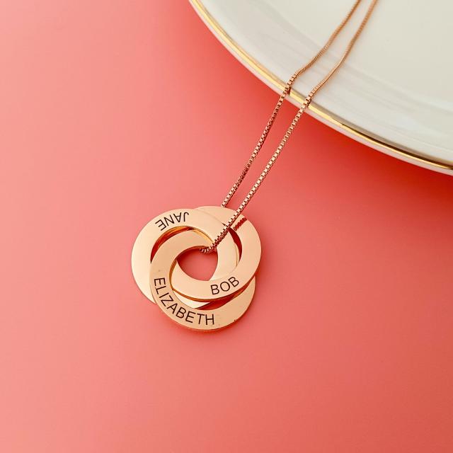 Personality stainless steel circle engrave necklace