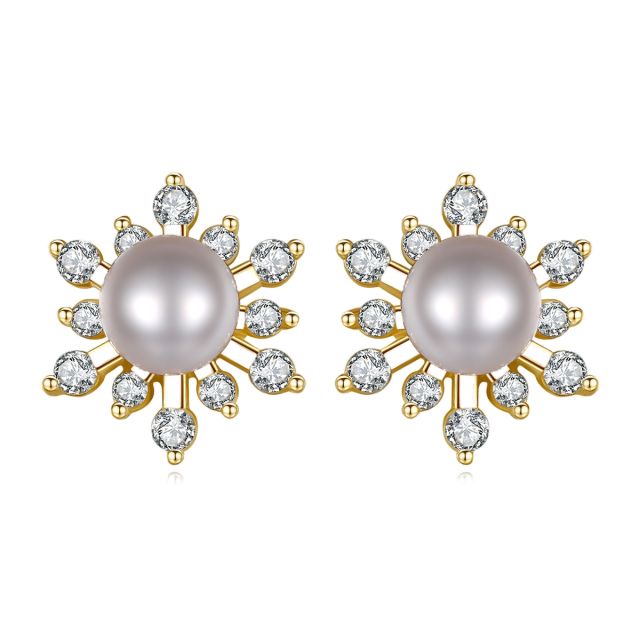 Sterling silver warter pearl studs earrings