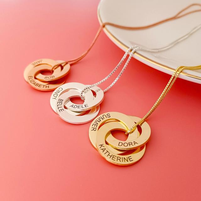 Personality stainless steel circle engrave necklace