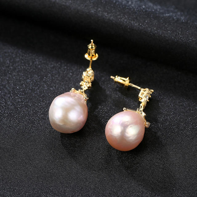 Sterling silver baroque pearl drop earrings