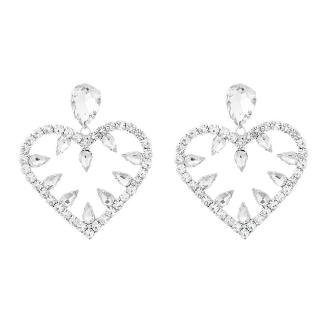 Luxury pave setting cubic zircon heart earrings