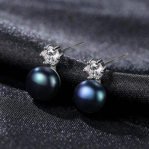 Sterling silver chic real pearl earrings