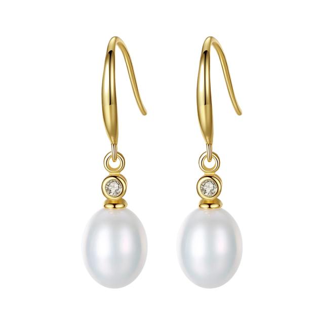 Sterling silver real pearl drop earrings