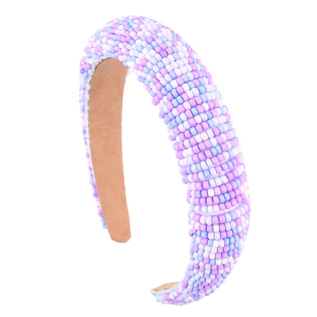 Spring design colorful beaded padded headband