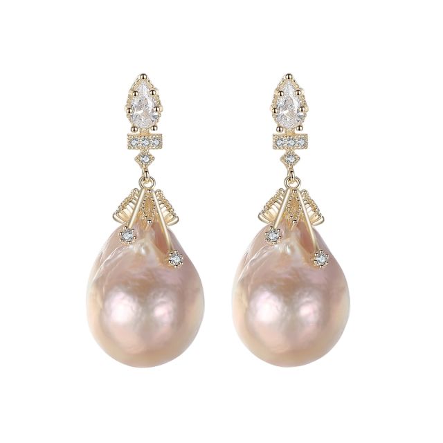 Sterling silver baroque pearl drop earrings