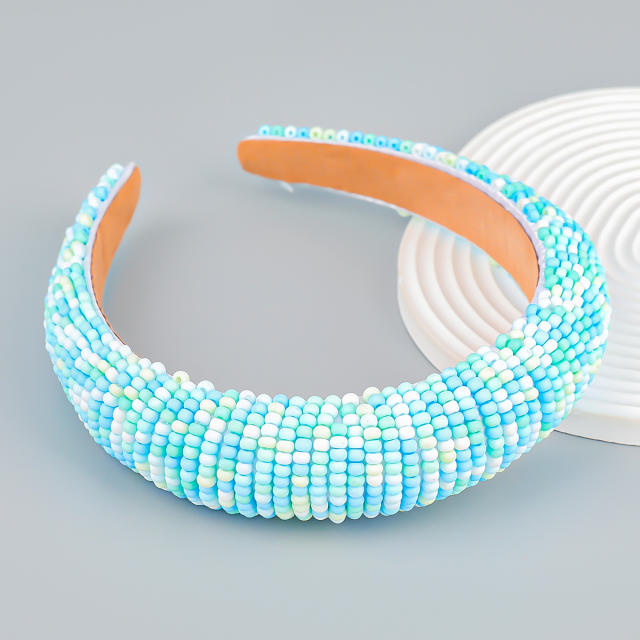 Spring design colorful beaded padded headband