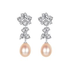 sterling silver real pearl drop earrings