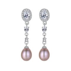 Sterling silver real pearl dangle earrings