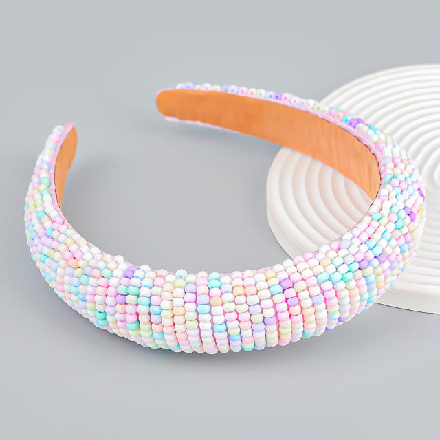 Spring design colorful beaded padded headband